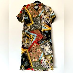 Vintage Diane Von Furstenberg travel collage pattern XS